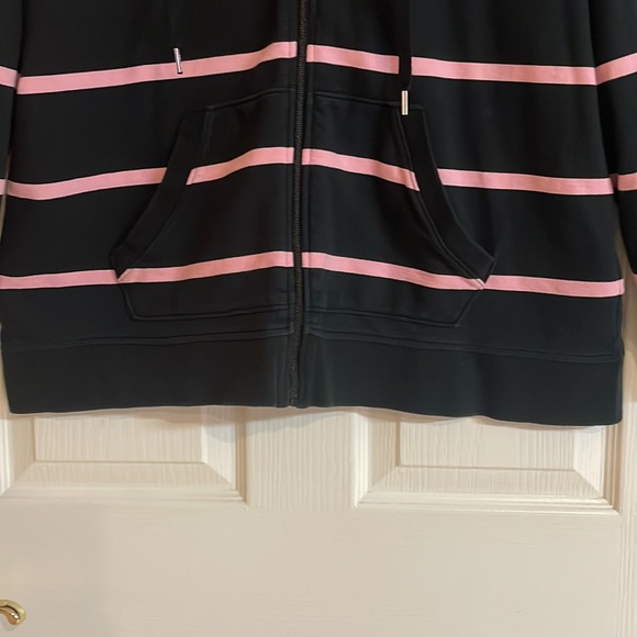 Lauren Ralph Lauren Black Label Zip Up Jacket Black /Pink Hooded size 2 XL - Picture 5 of 12